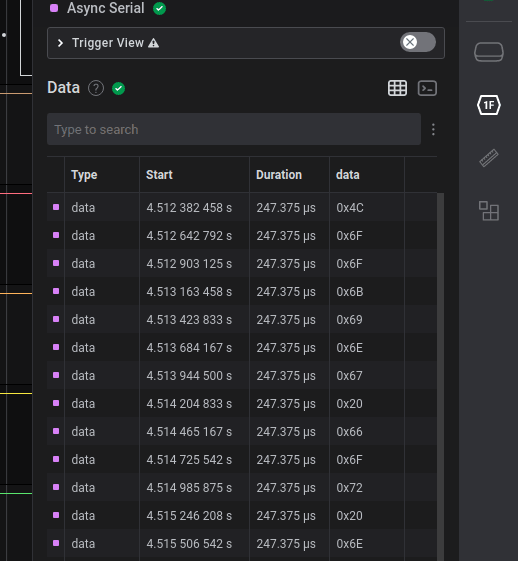 data table view